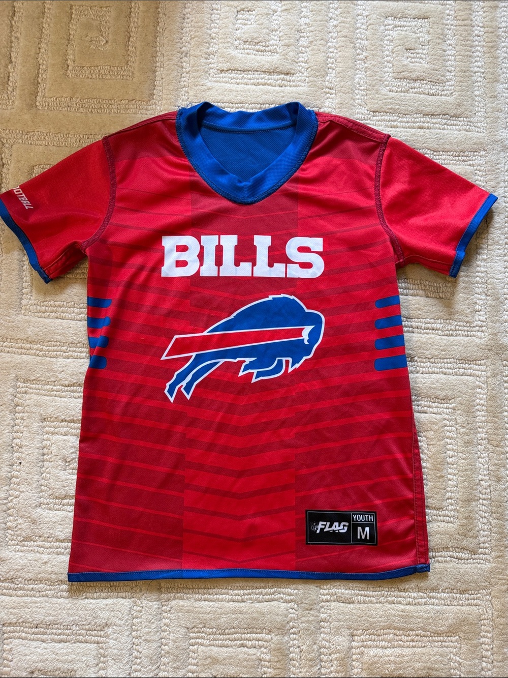NFL Youth Bills Red and Blue Short Sleeve Jersey